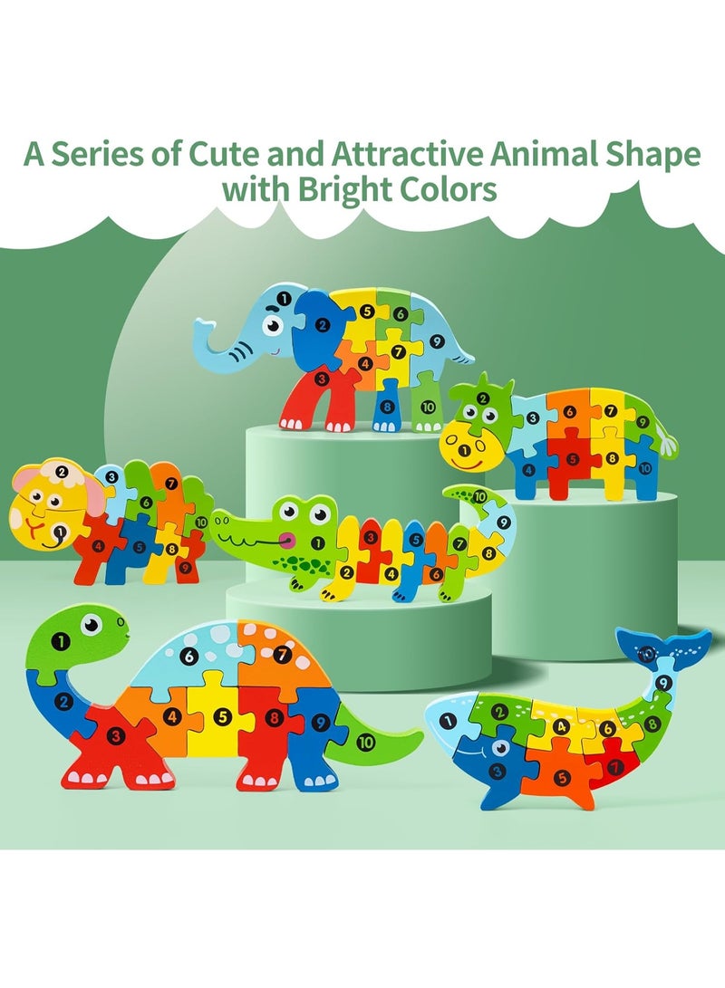 6 Pack Wooden Animal Toddler Puzzles for Kids Ages 3-5, Baby Montessori Toys for Kids Age 3 4 5 6 Years, 6 Animal Patterns Learning Jigsaw Toys for 3 Year Olds for Girl Boy Ideal Gift - Image 3